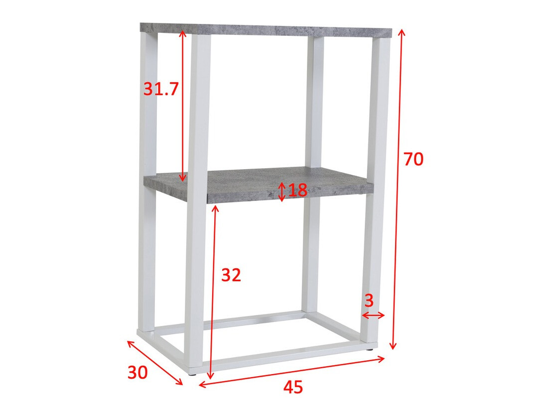 Stranska mizica Dallas 3219 (Bela + Beton)