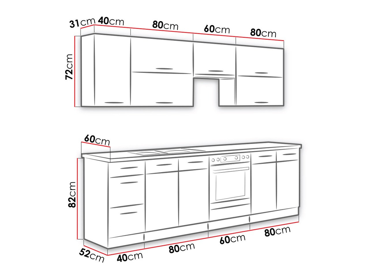 Modularni kuhinjski komplet Wood White 138