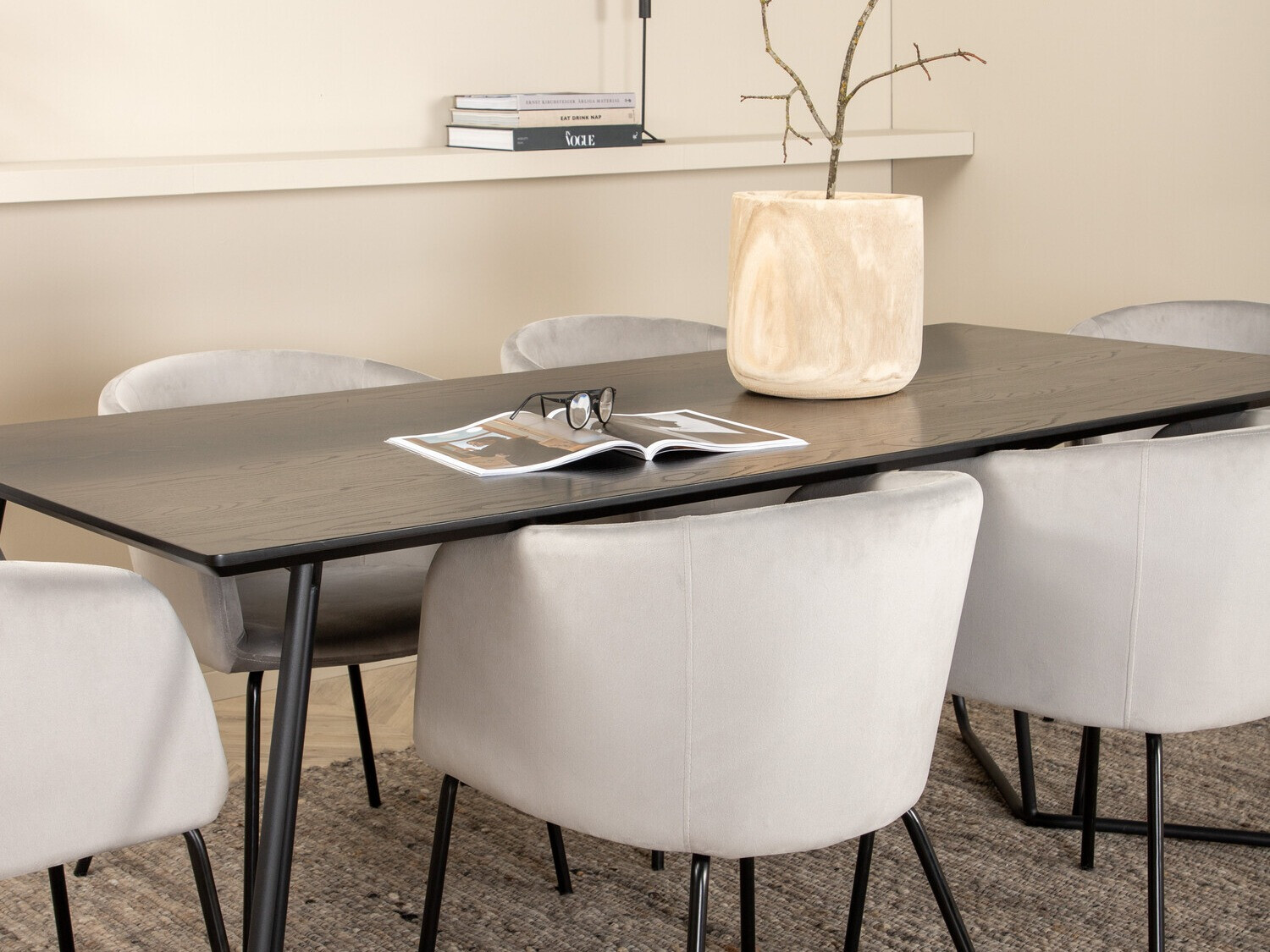 Jedilniški komplet Dallas 2569 (Svetlo siva + Črna)