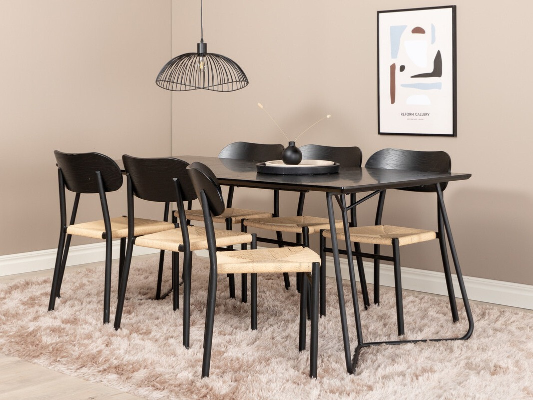 Jedilniški komplet Dallas 2716 (Črna + Svetlo rjava)