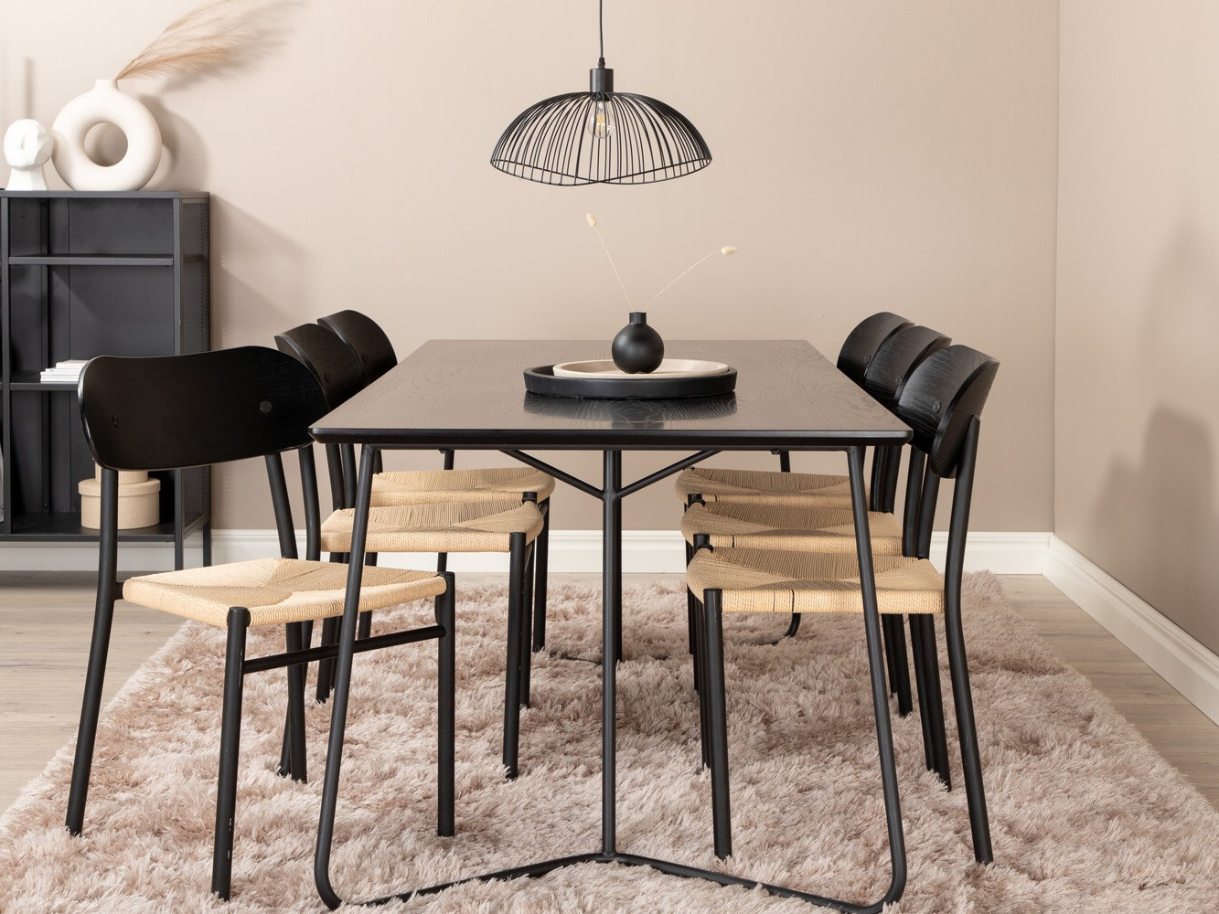 Jedilniški komplet Dallas 2716 (Črna + Svetlo rjava)