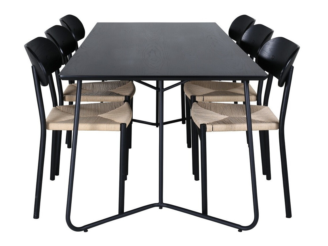 Jedilniški komplet Dallas 2716 (Črna + Svetlo rjava)