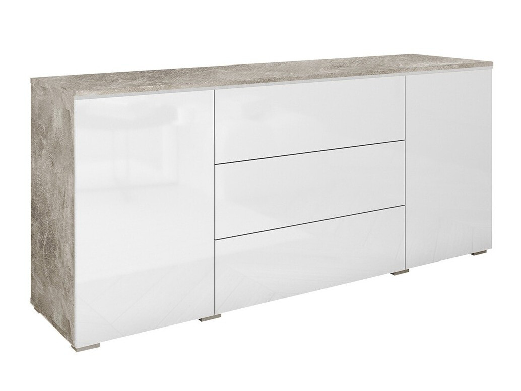 Komoda Mirfivo 102 (Beton + Sijaj bela)