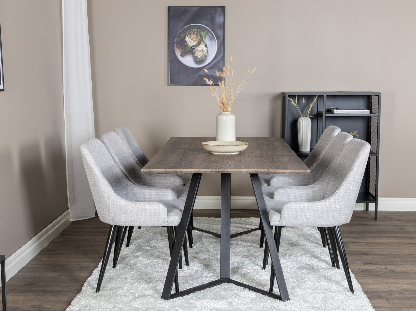 Jedilniški komplet Dallas 1345 (Svetlo siva + Črna)