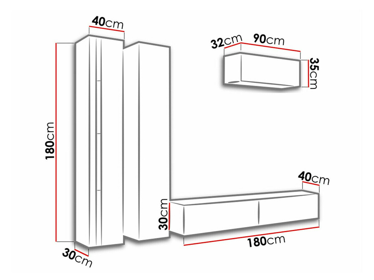 Dnevni prostor Venenou 136 (Bela + Sijaj bela)