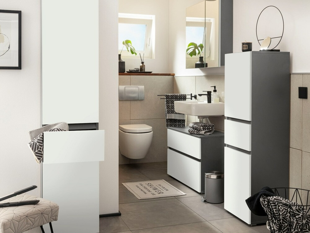 Prostostoječa Kopalniška omarica Soncamu 102 (Bela + Antracit)