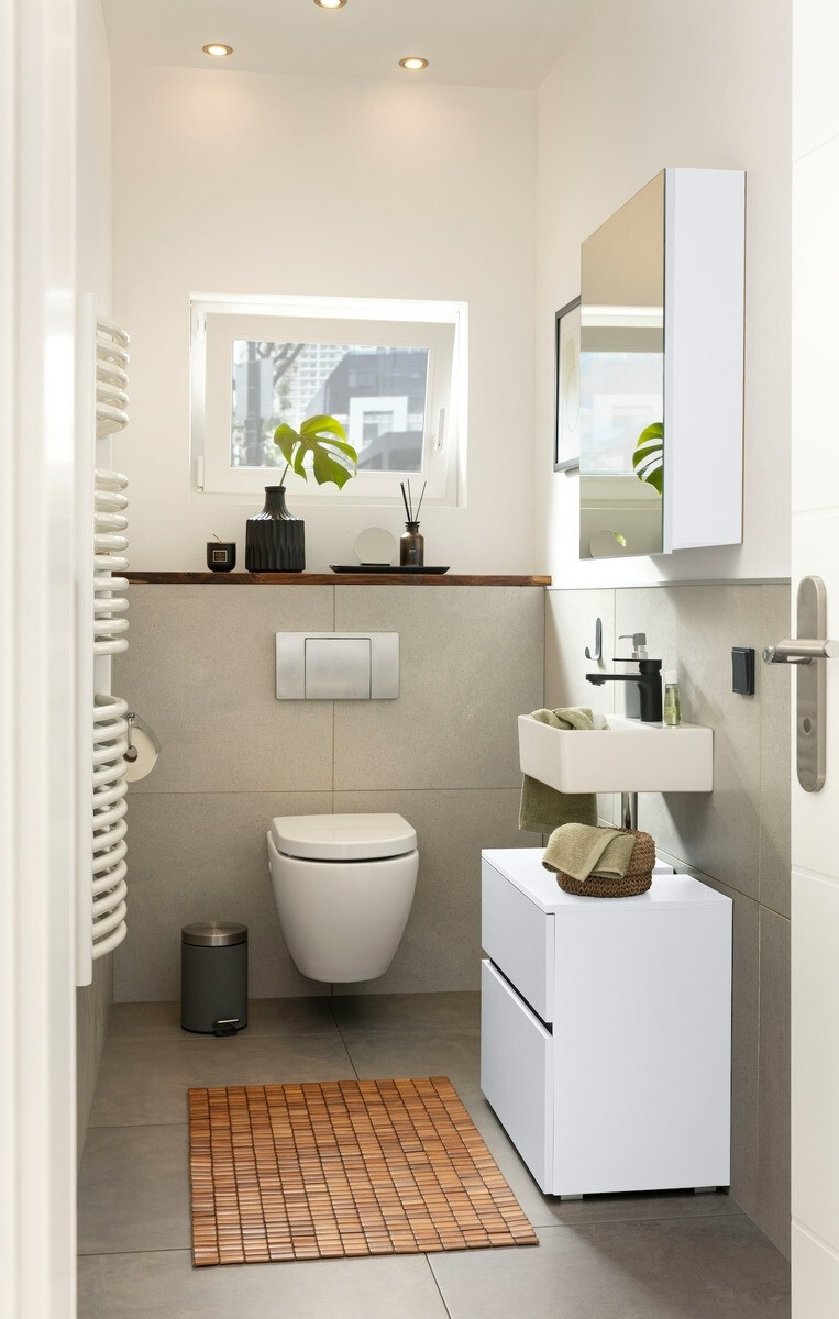 Prostostoječa kopalniška omarica za umivalnik Soncamu 110 (Bela)