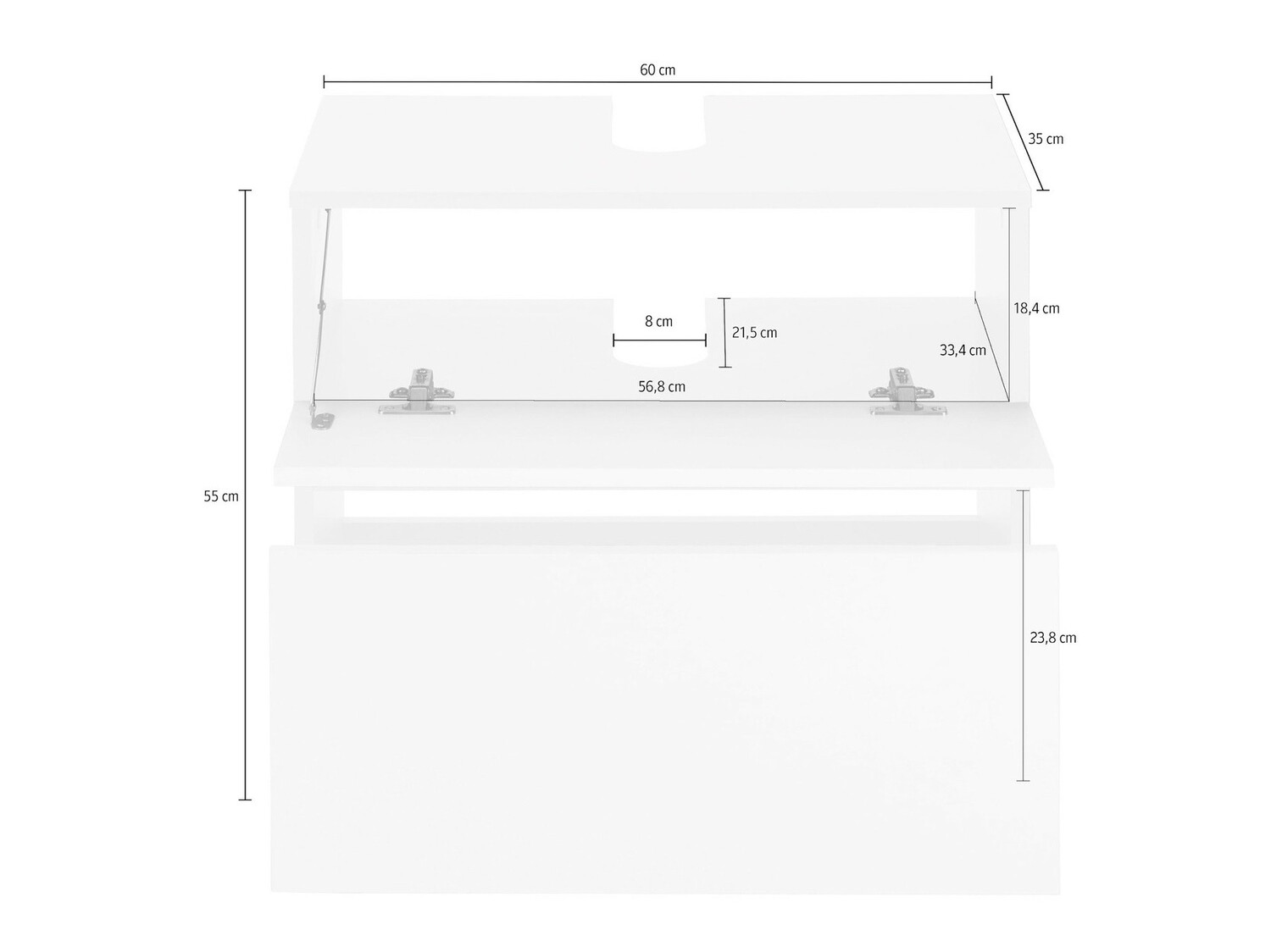Prostostoječa kopalniška omarica za umivalnik Soncamu 110 (Bela)
