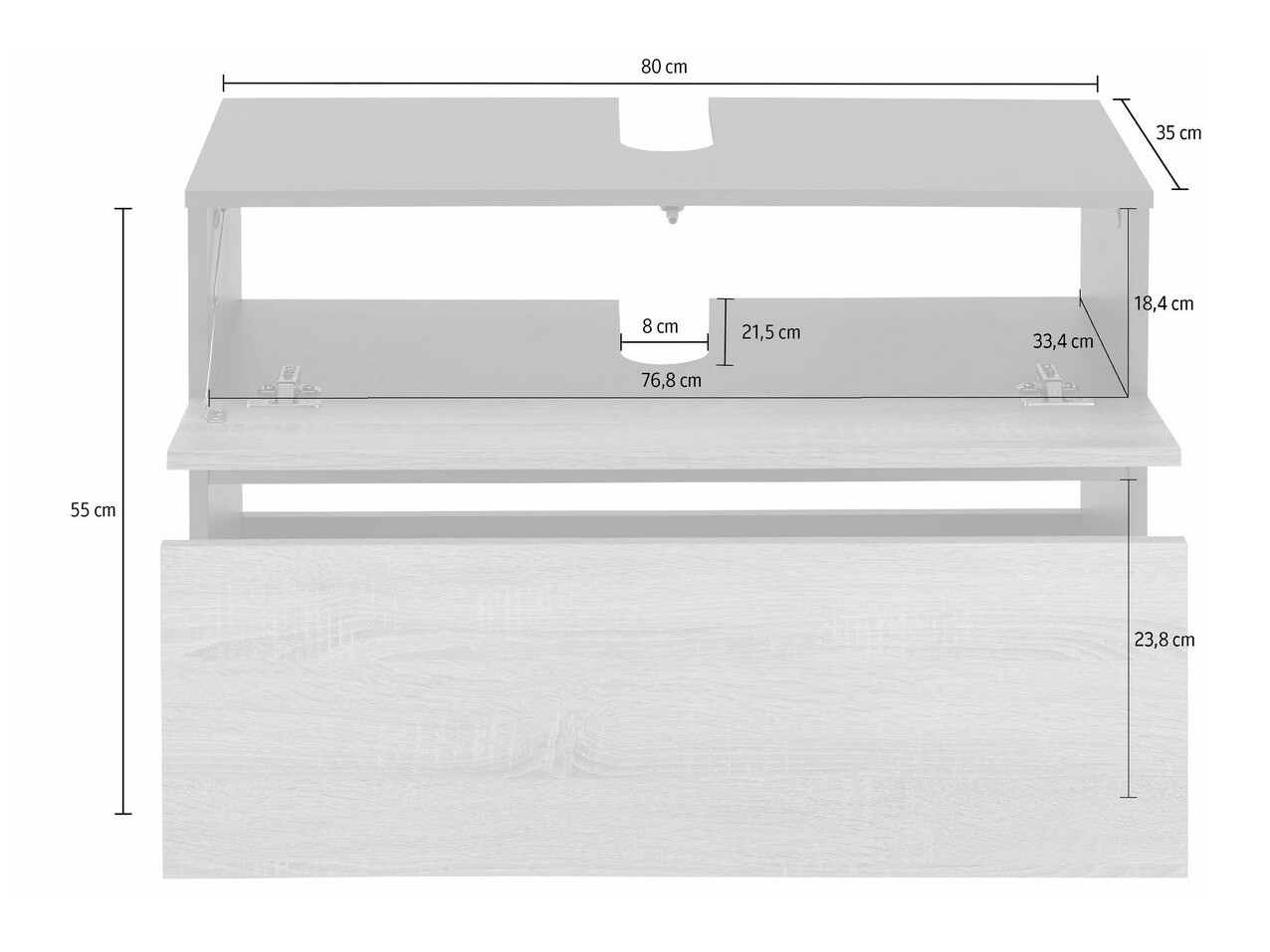 Prostostoječa kopalniška omarica za umivalnik Soncamu 109 (Bela + Antracit)