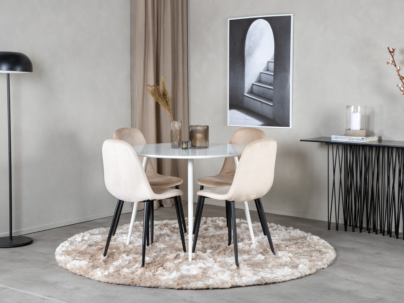 Jedilniški komplet Dallas 1581 (Krema + Črna)