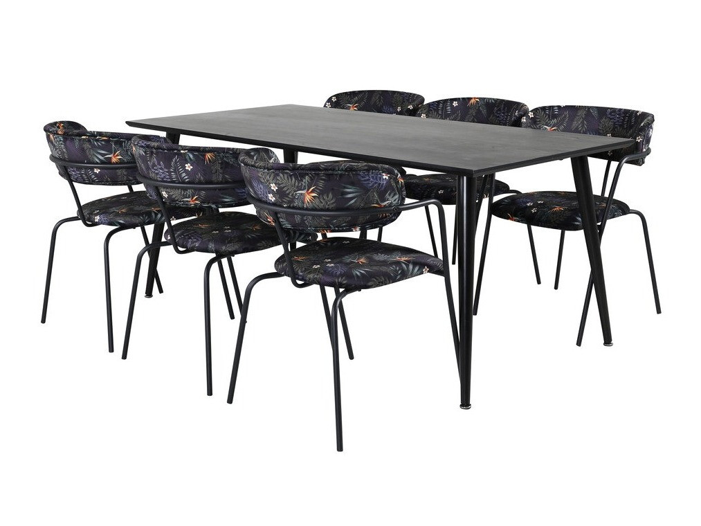 Jedilniški komplet Dallas 2580 (Cvetlični vzorec + Črna)