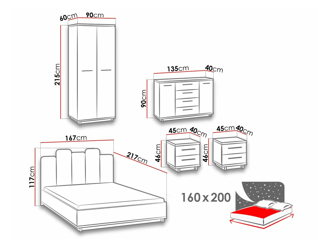 Komplet spalnic Morlira 116