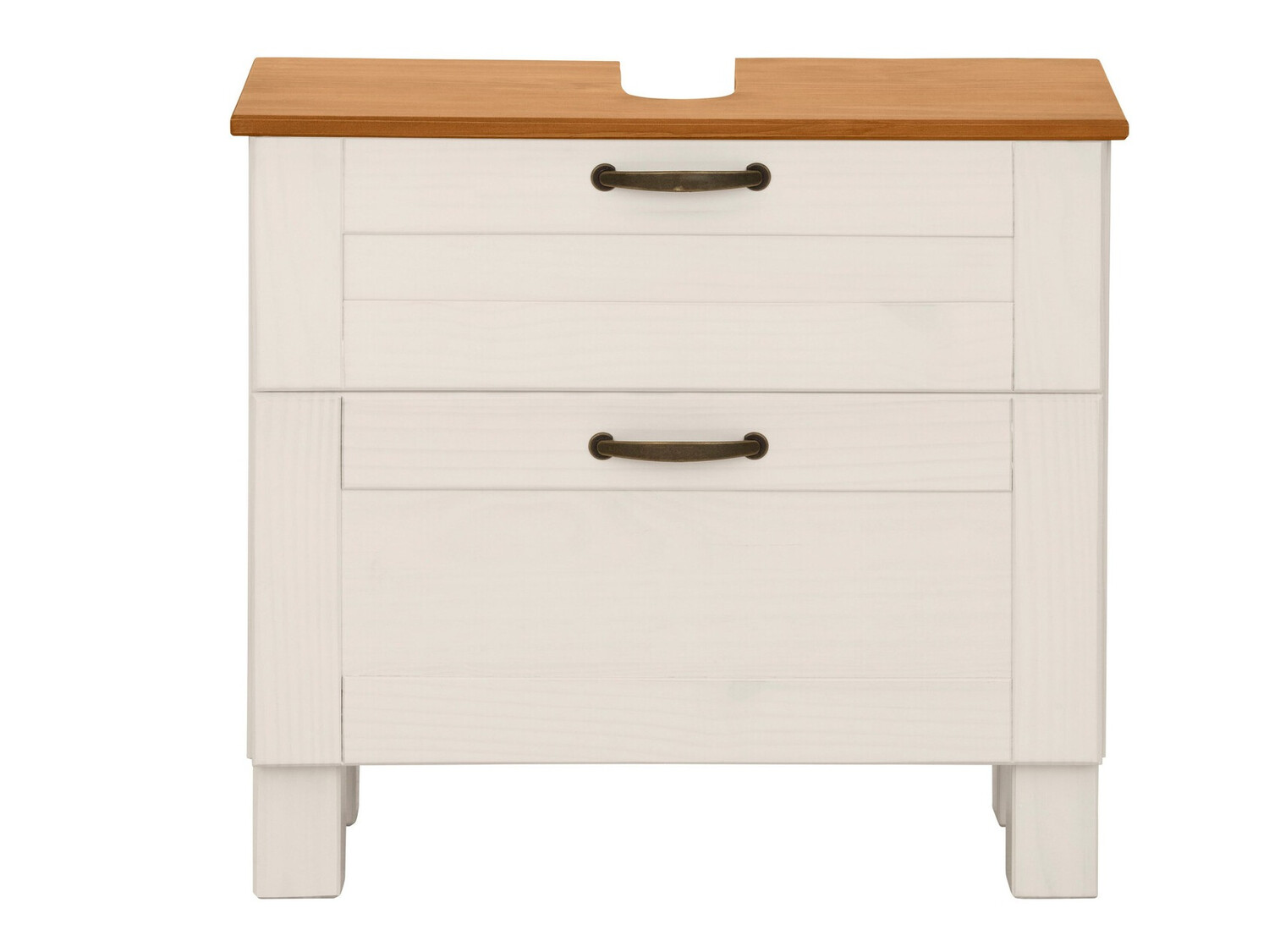 Prostostoječa kopalniška omarica za umivalnik Ophlevu 102 (Bela + Medeni hrast)