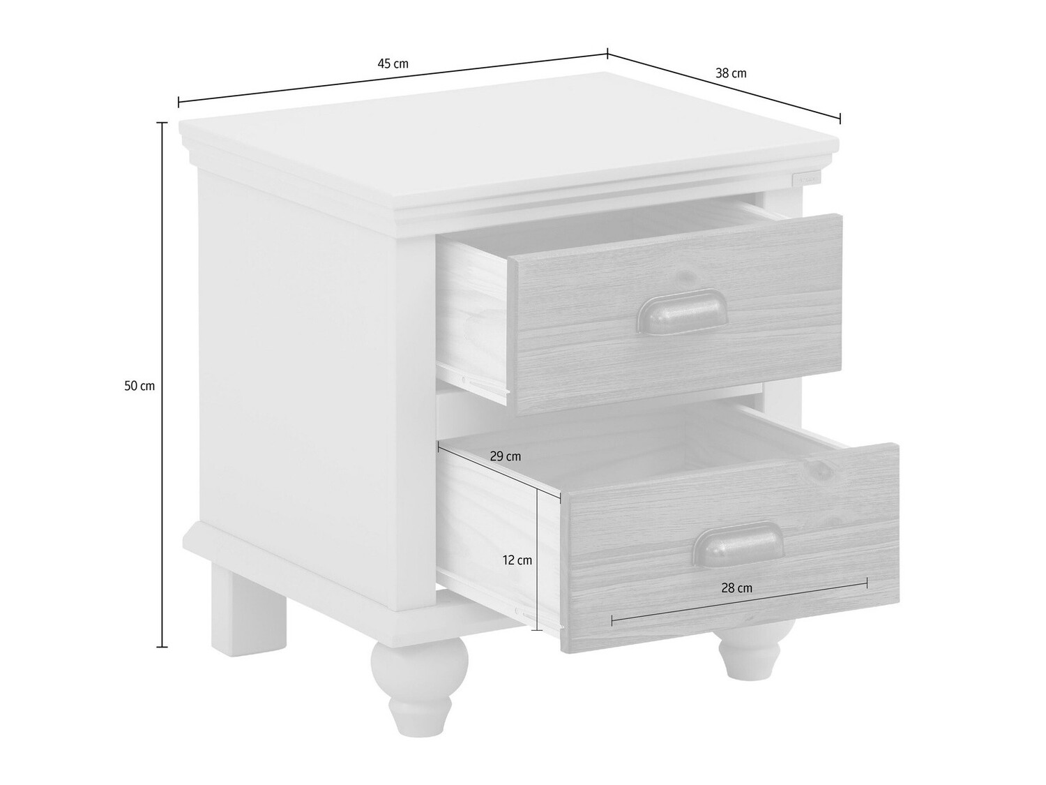 Nočna omarica Tivmeri 101 (Bela + Rjava)