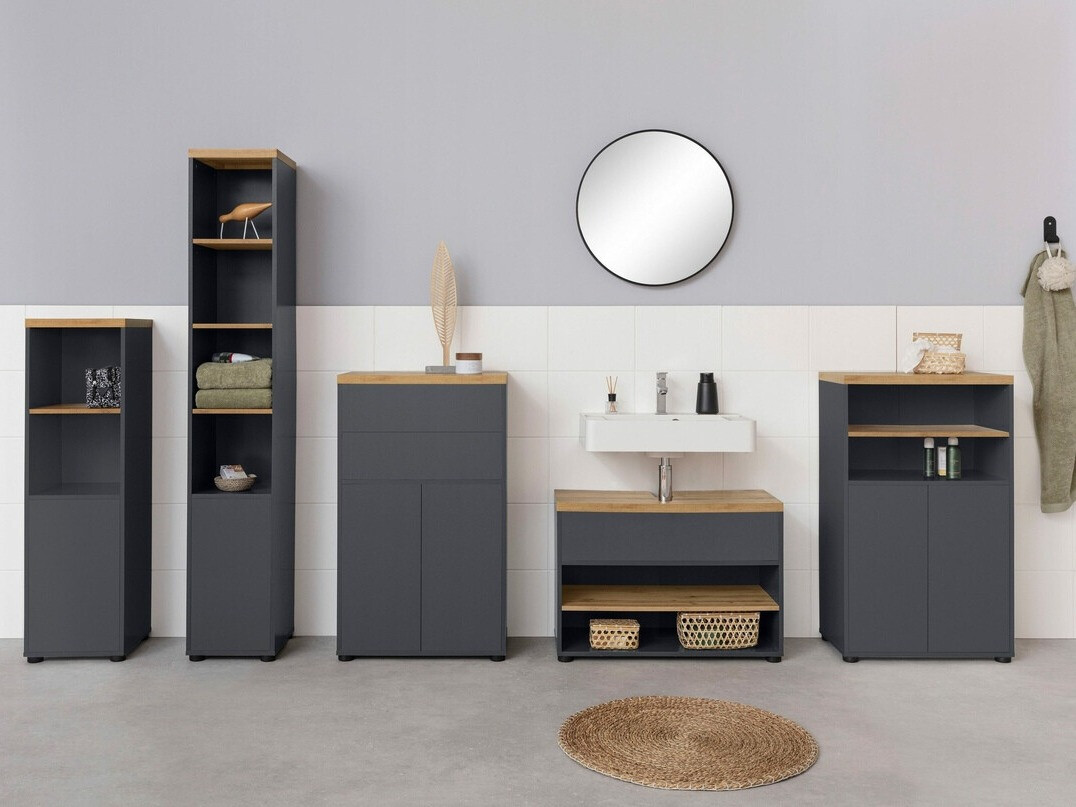 Prostostoječa Kopalniška omarica Denton 828 (Antracit + Hrast)