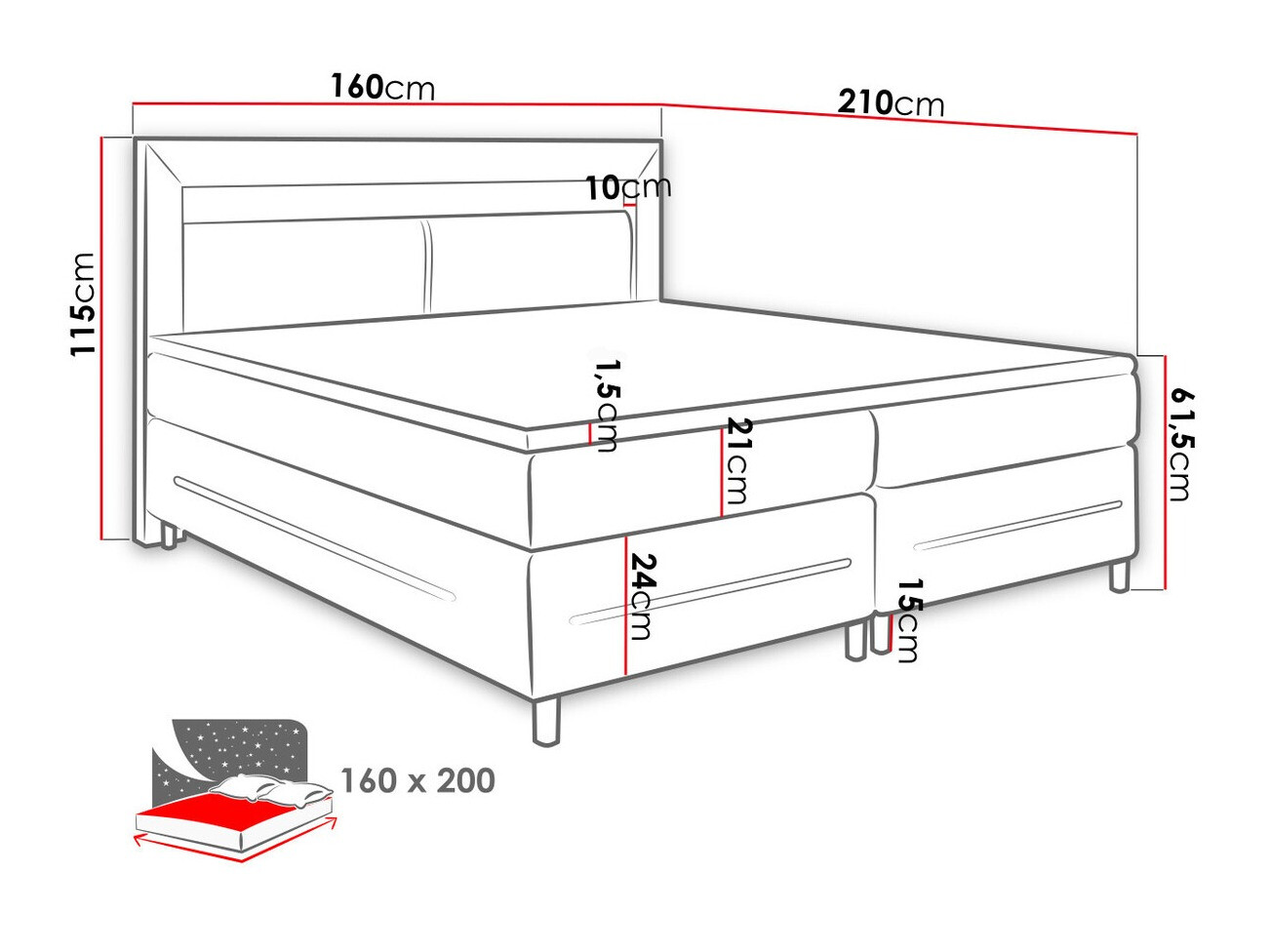 Boxspring postelja Ros (Soft 010)