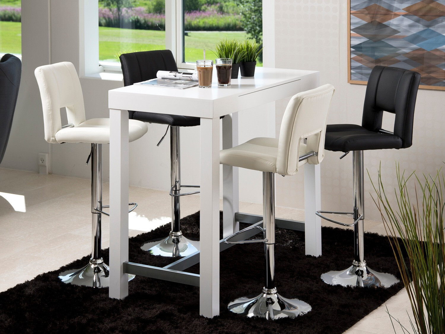 Srednje visok barski stol Norsica 145 (Črna + Srebrna)