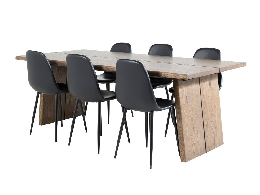 Jedilniški komplet Dallas 1841 (Temen hrast + Črna)