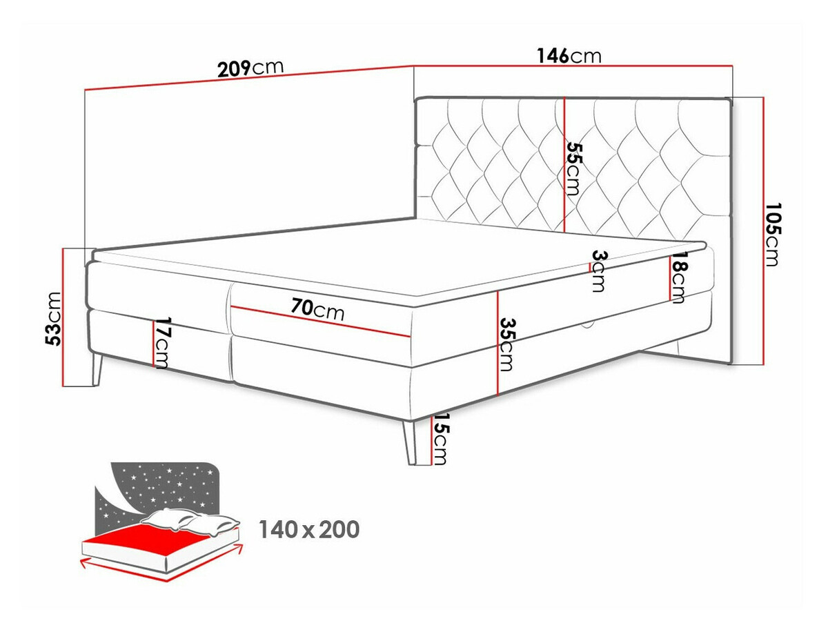 Boxspring postelja Indiana 157 (Manila 06)
