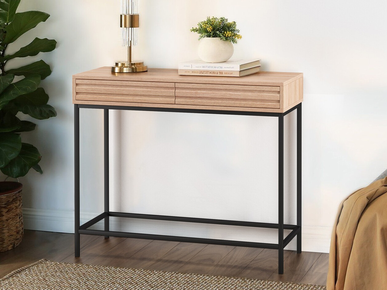 Konzolna miza Denton 846 (Črna + Hrast)