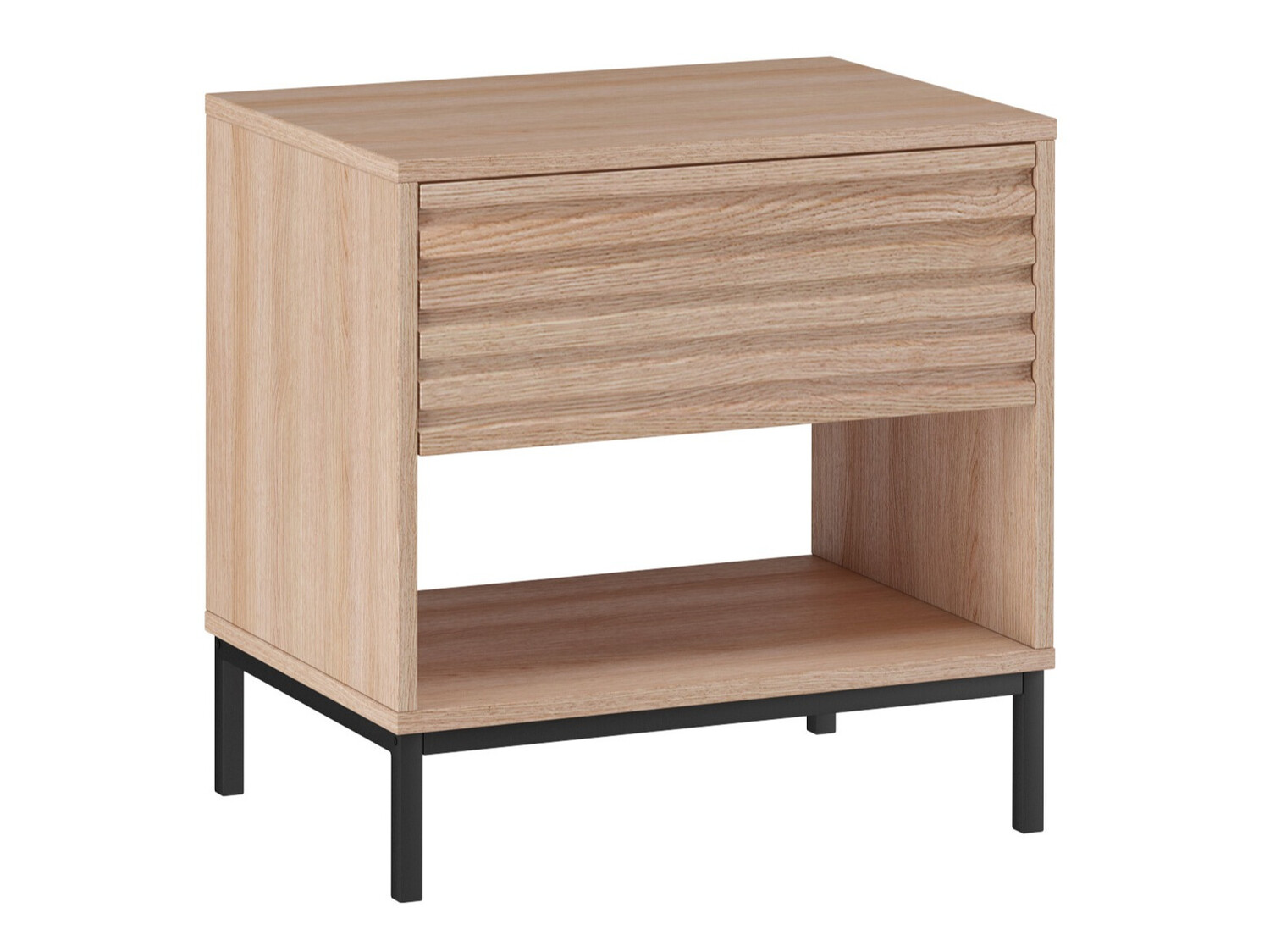 Nočna omarica Denton 845 (Črna + Hrast)