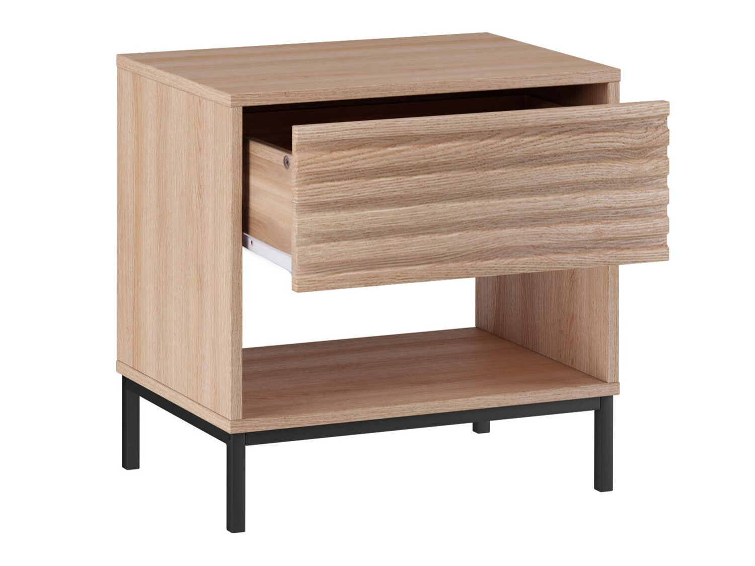 Nočna omarica Denton 845 (Črna + Hrast)