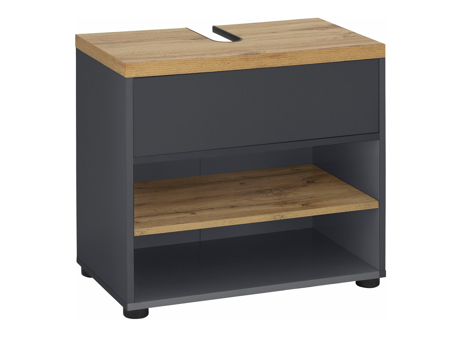Prostostoječa kopalniška omarica za umivalnik Denton 840 (Antracit + Hrast)