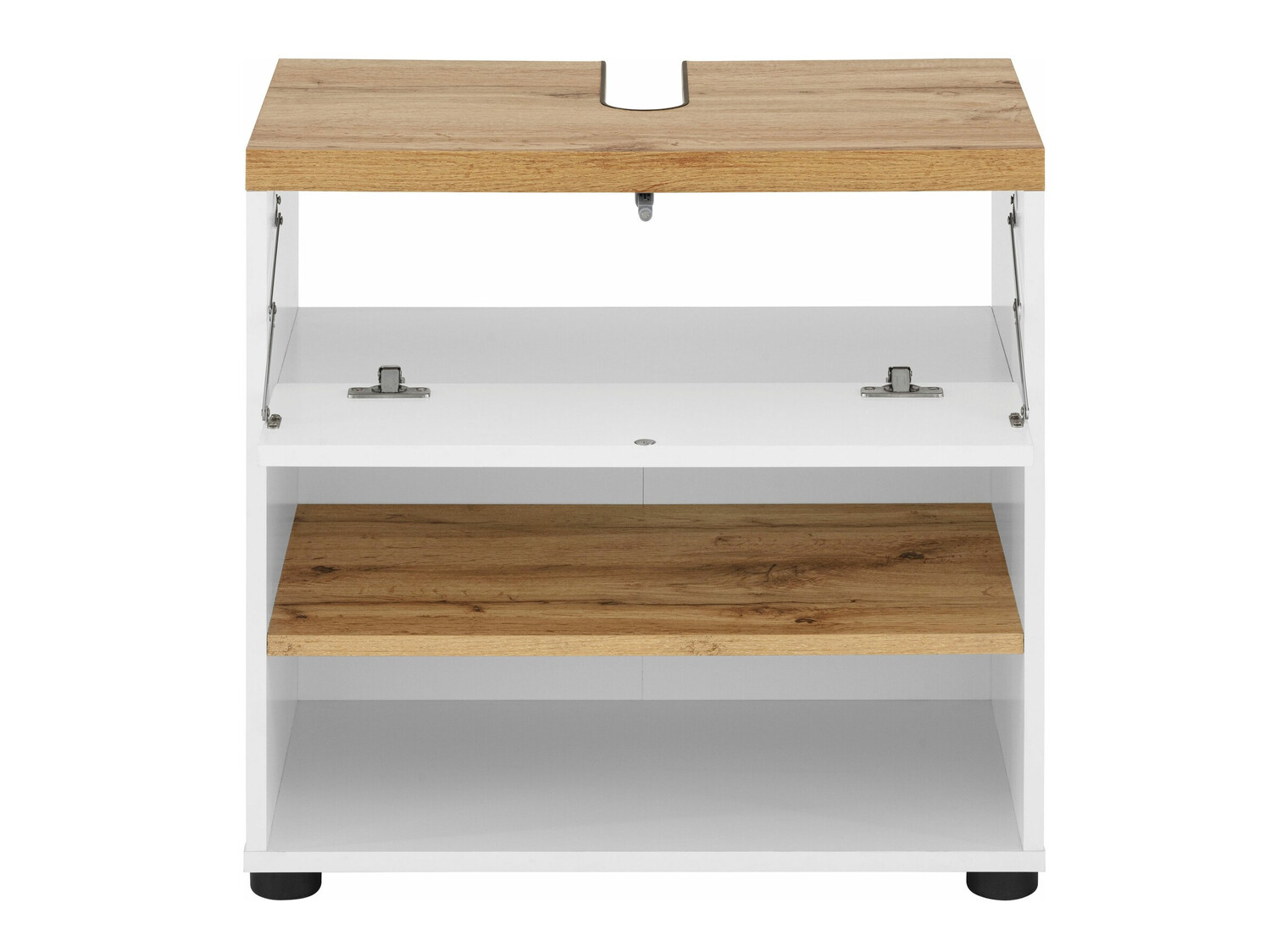 Prostostoječa kopalniška omarica za umivalnik Denton 840 (Bela + Hrast)