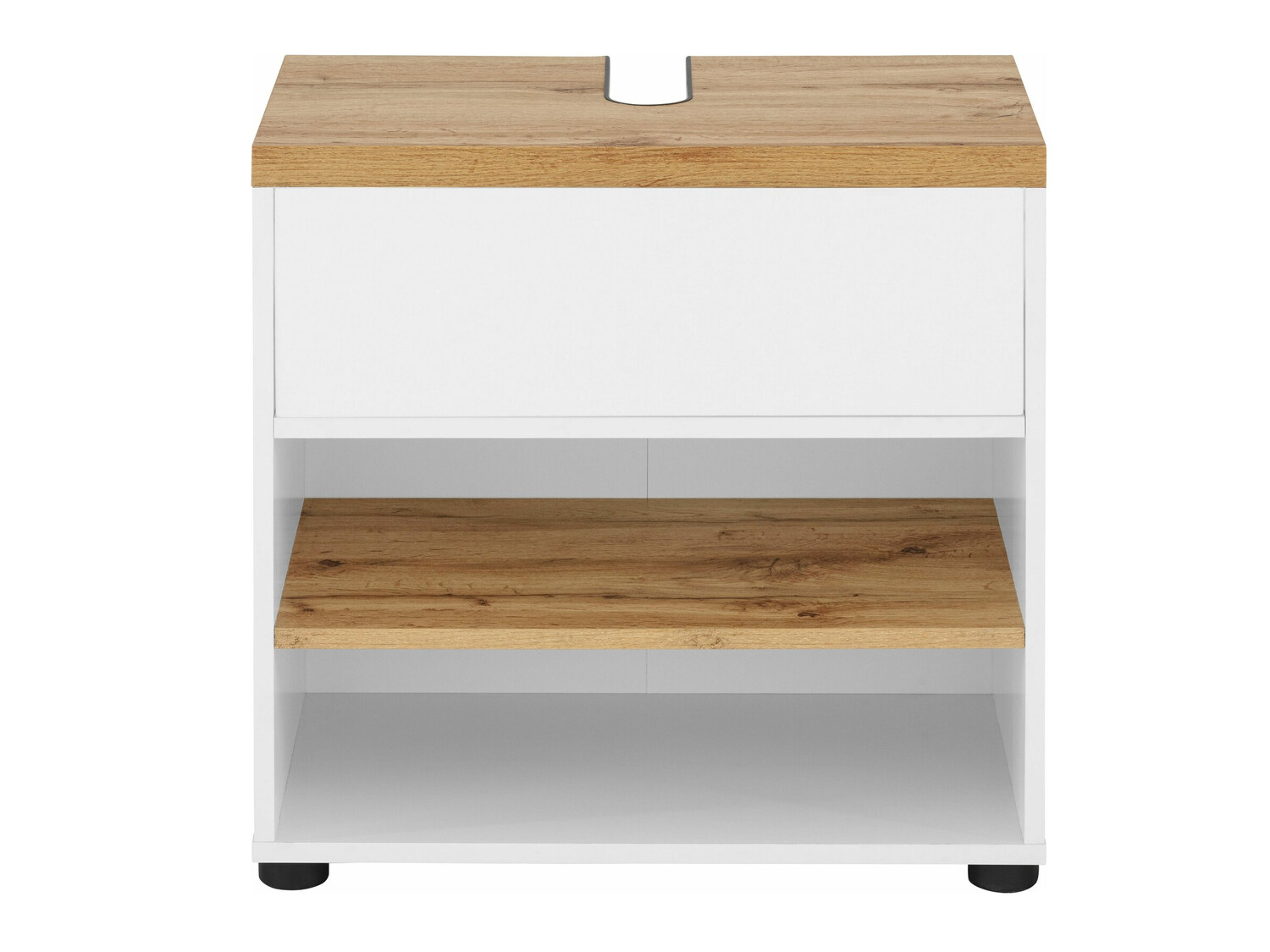 Prostostoječa kopalniška omarica za umivalnik Denton 840 (Bela + Hrast)