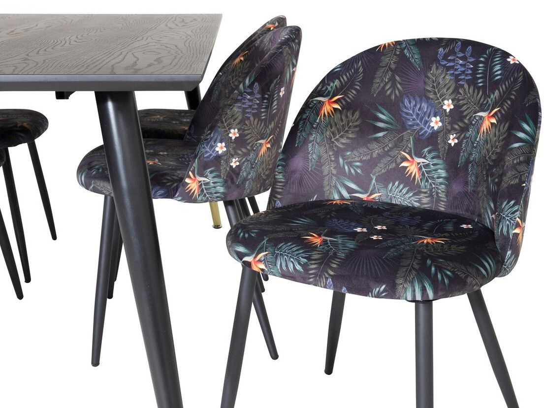 Jedilniški komplet Dallas 1876 (Cvetlični vzorec + Črna)