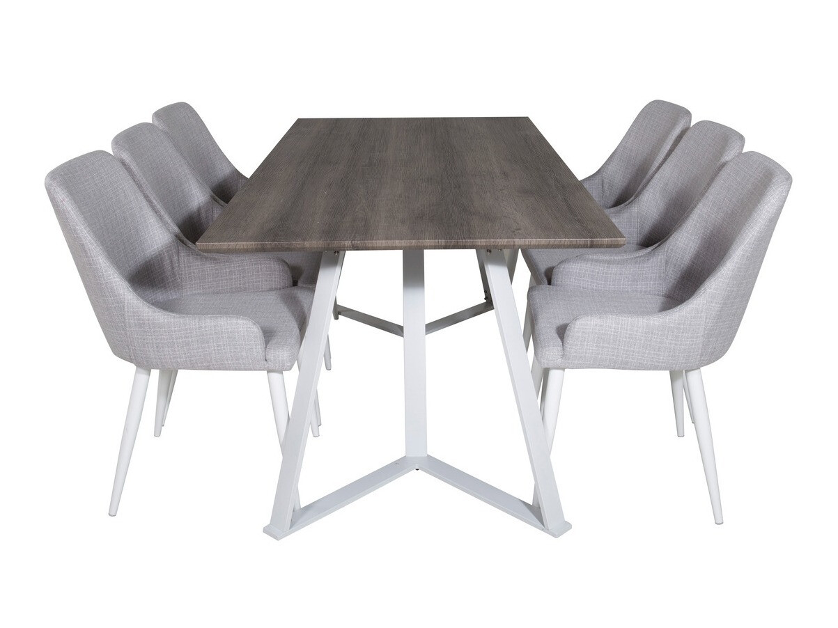 Jedilniški komplet Dallas 1973 (Bela + Svetlo siva)