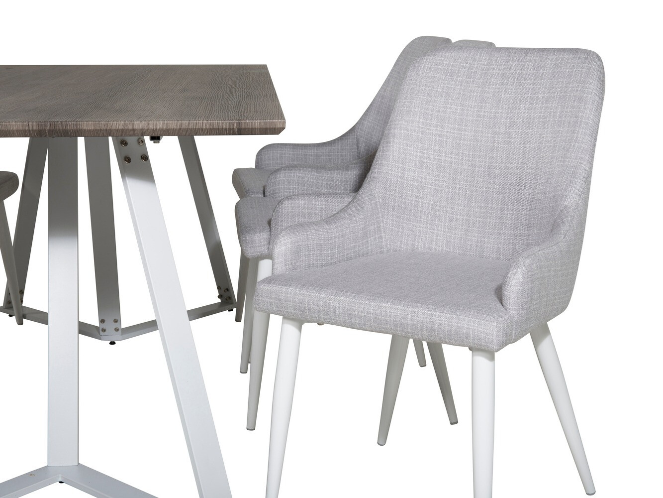 Jedilniški komplet Dallas 1973 (Bela + Svetlo siva)