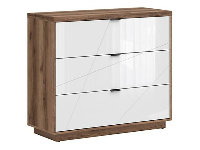 Komoda Fivale 118 (Temni delano hrast + Sijaj bela)