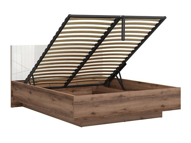 Postelja Fivale 122 (Temni delano hrast + Sijaj bela)