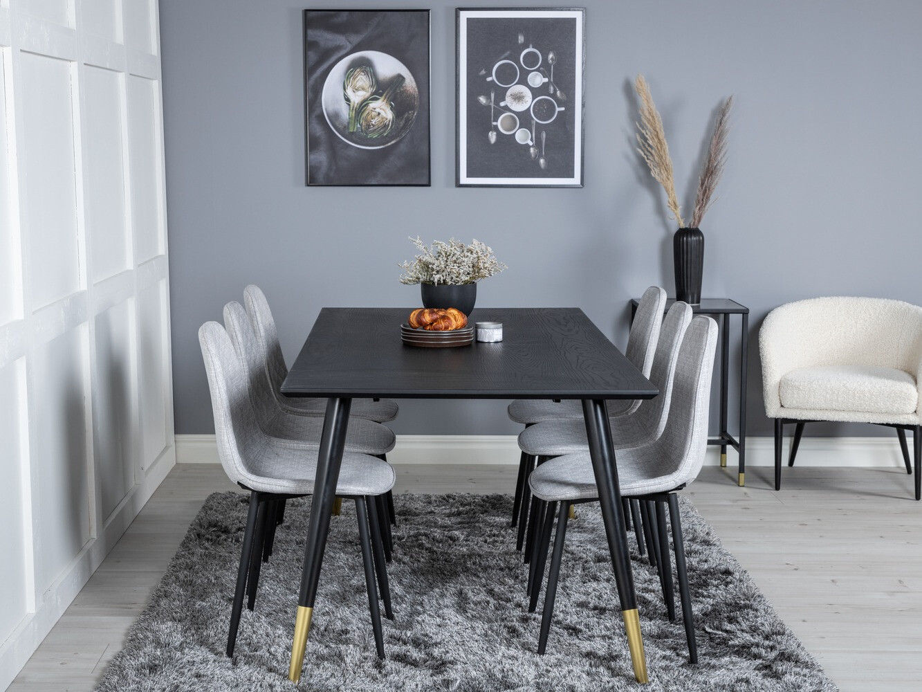 Jedilniški komplet Dallas 2594 (Črna + Medenina)