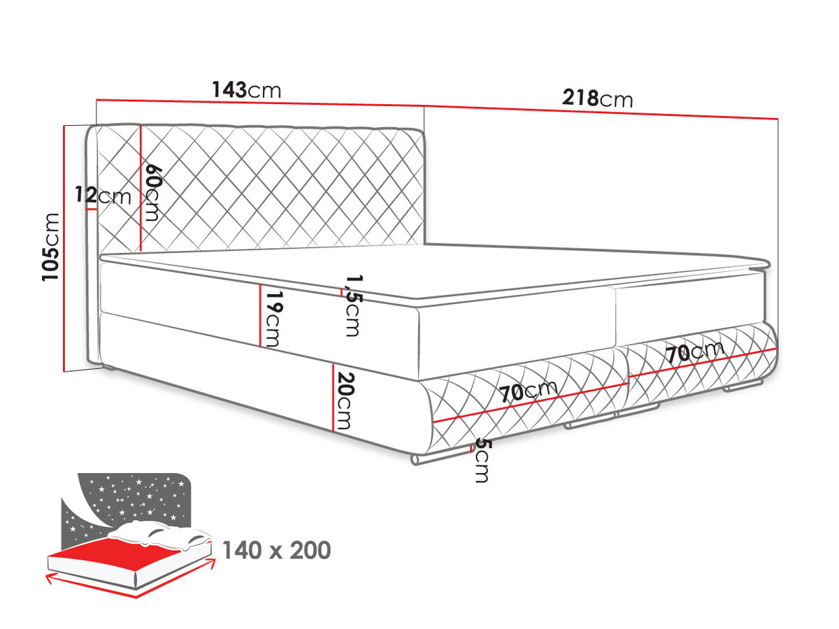 Boxspring postelja Carlsbad 116 (Manila 02)