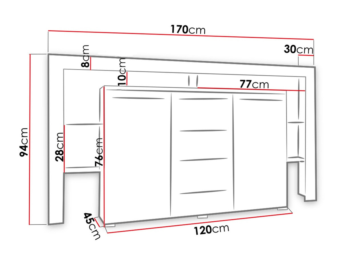 Komoda Nashville 106 (Bela + Sijaj črna)