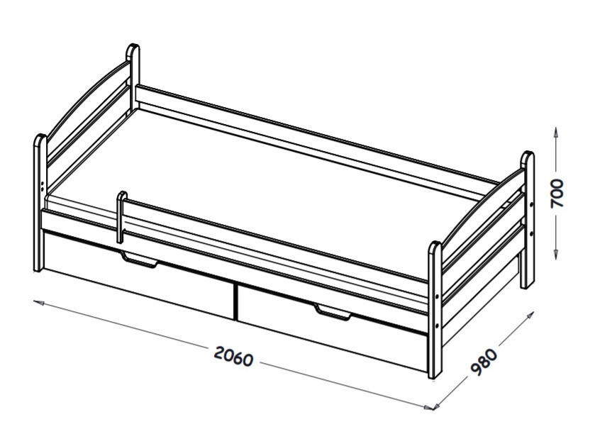 Postelja Ogden 166 (Svetel les)