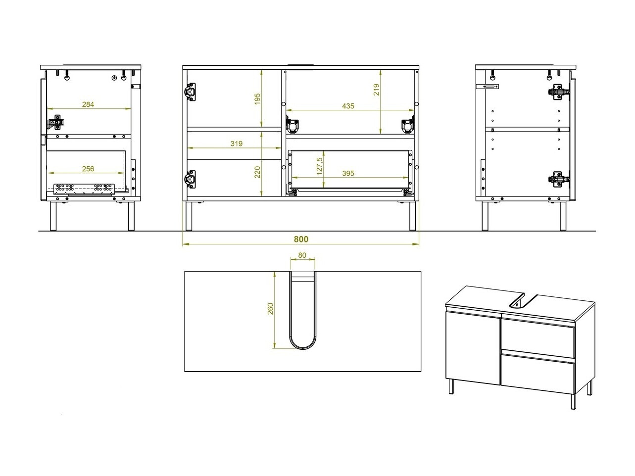Prostostoječa kopalniška omarica za umivalnik Levtalo 101
