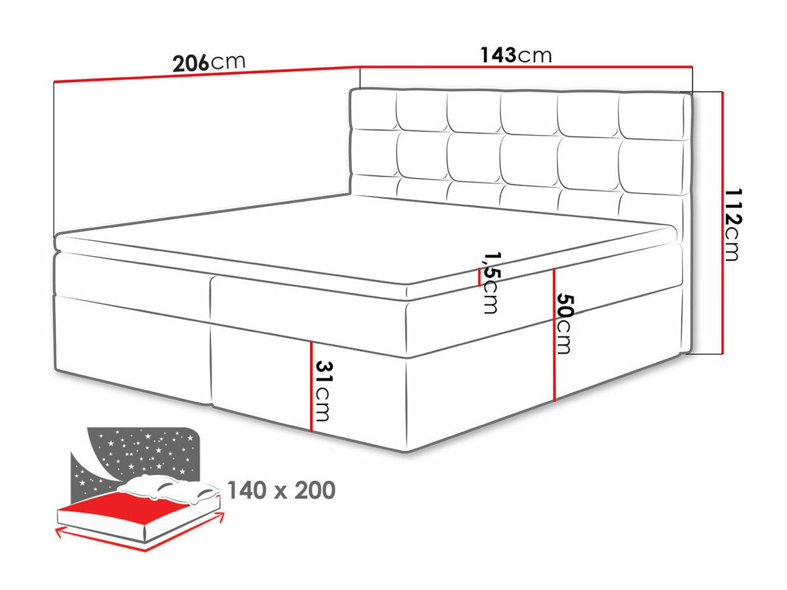 Boxspring postelja Comfivo Osculum I (Muna 08)