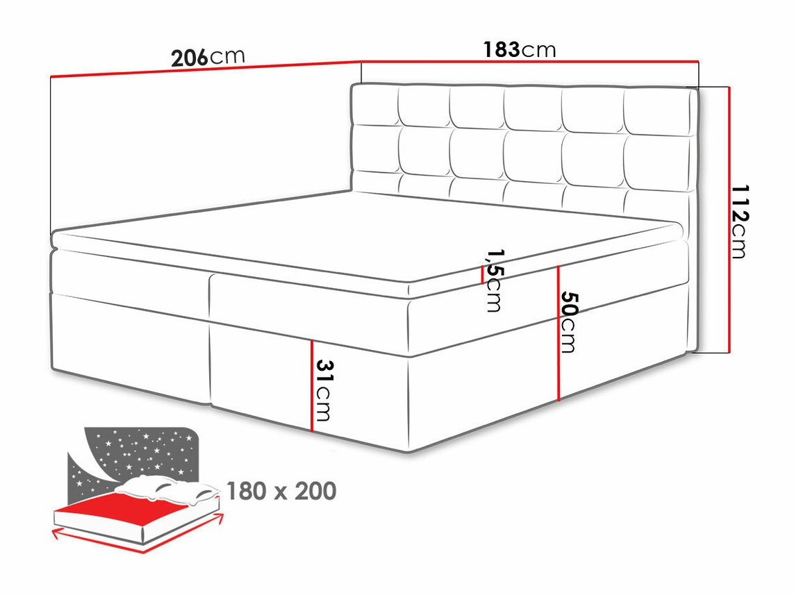 Boxspring postelja Comfivo Osculum I (Muna 08)