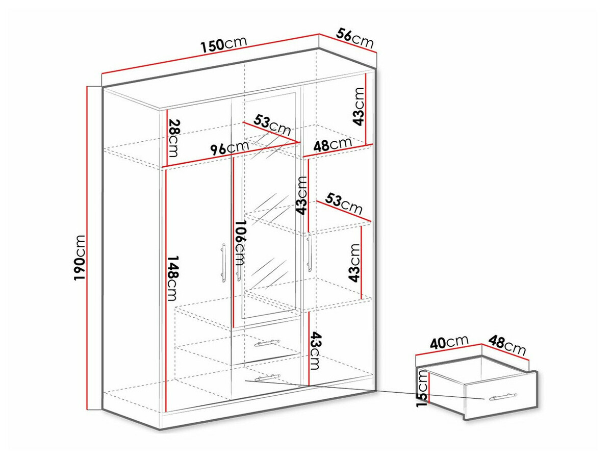 Garderobna omara Cavmero 103 (Antracit)