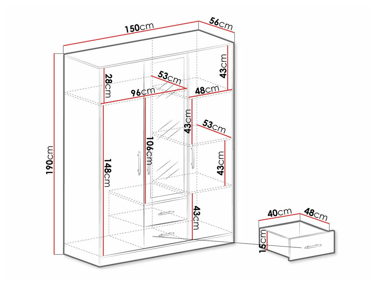 Garderobna omara Cavmero 103 (Sonoma hrast + Bela)