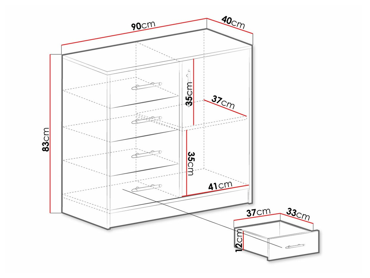 Komoda Cavmero 108 (Sonoma hrast + Bela)