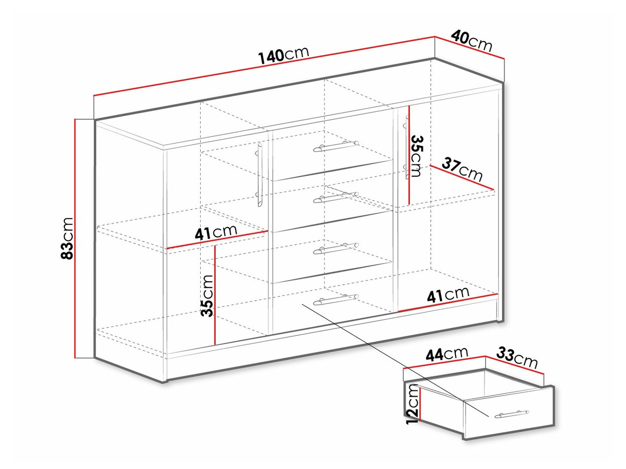 Komoda Cavmero 109 (Sonoma hrast + Bela)