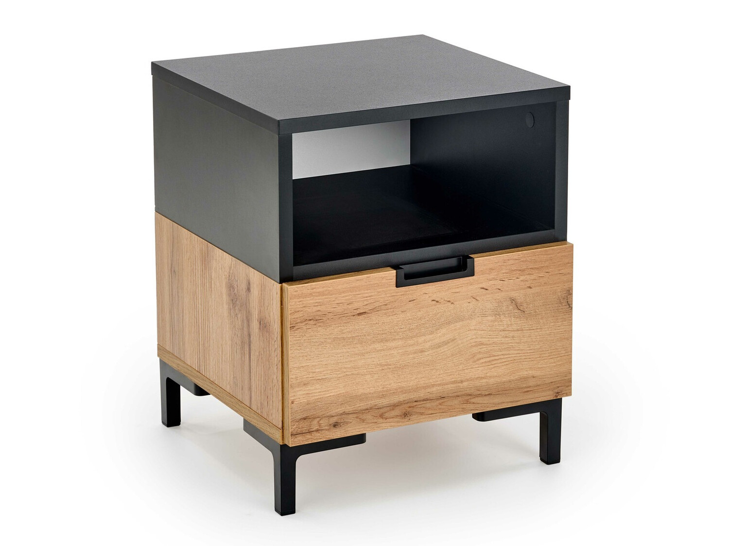 Nočna omarica Houston 1225 (Črna + Wotan hrast)