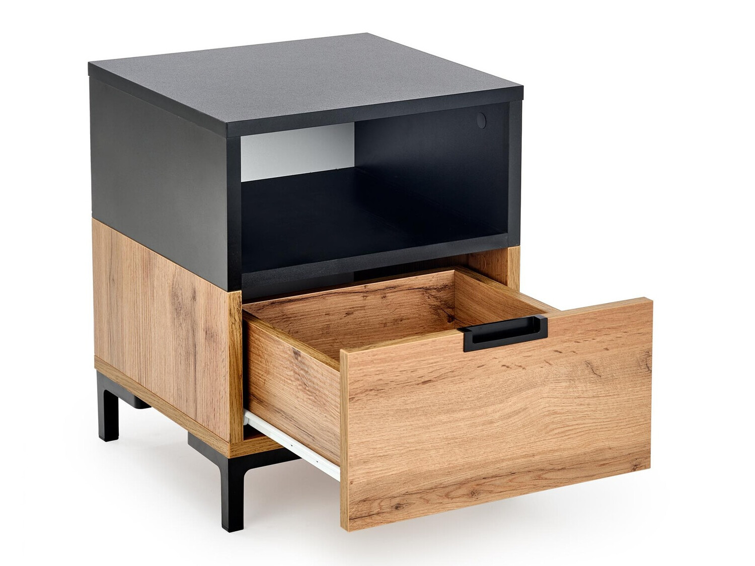 Nočna omarica Houston 1225 (Črna + Wotan hrast)