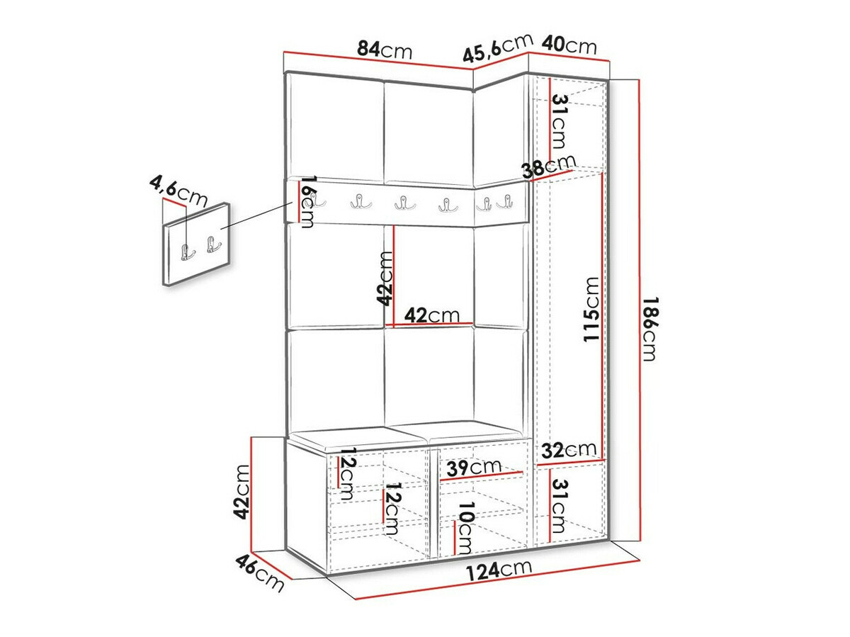 Komplet za predsobo Hartford 471 (Grafit)