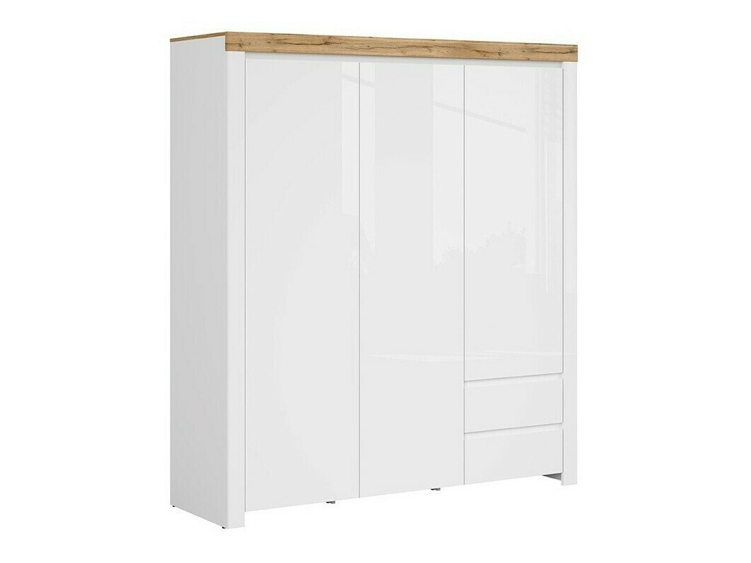 Garderobna omara Sonsoru 120 (Bela + Sijaj bela + Wotan hrast)