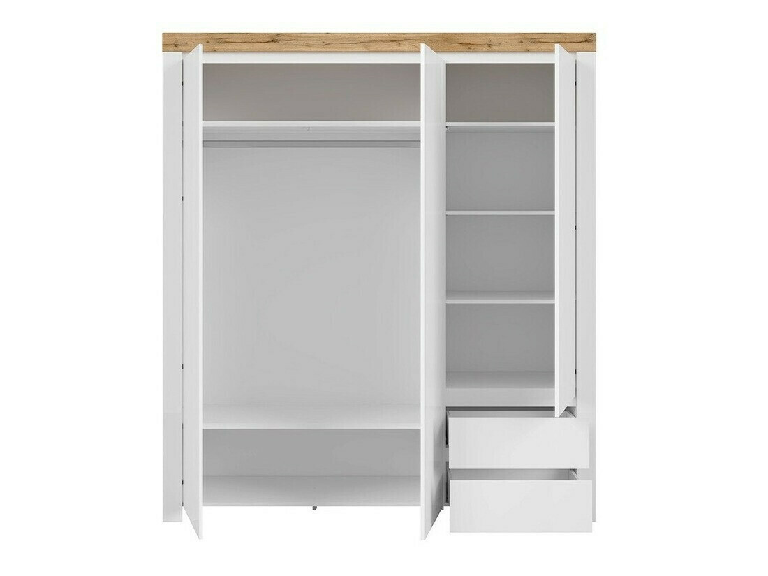 Garderobna omara Sonsoru 120 (Bela + Sijaj bela + Wotan hrast)